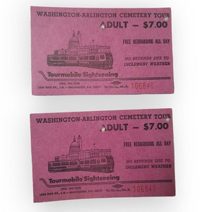 Washington DC Tourmobile Adult Ticket Mall and Arlington Cemetery July‎ 16, 1986